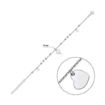 Браслет з білого золота з перлами та підвісками (арт. 326217бпрлб)