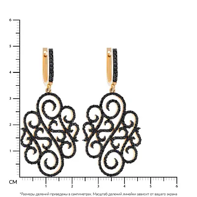 Золотые серьги с подвесками и фианитами (арт. 102984ж)
