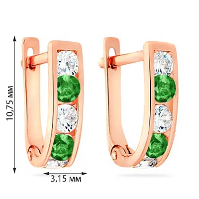 Дитячі золоті сережки з зеленими фіанітами (арт. 110122з)