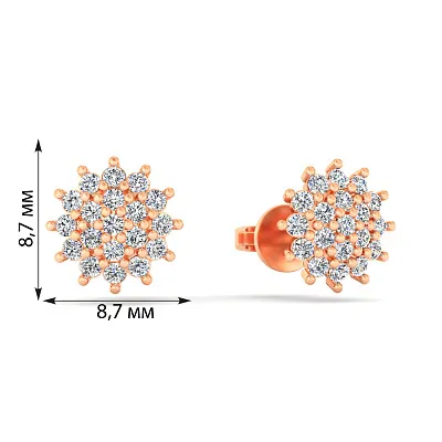 Золоті сережки-пусети з фіанітами  (арт. 110003)