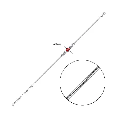 Серебряный браслет Божья коровка с эмалью (арт. 7509/4569екч)