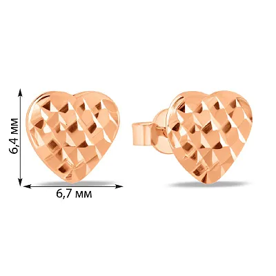 Сережки-пусети з червоного золота Сердечка (арт. 108942)