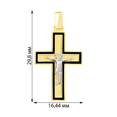 Хрестик з золота з розп'яттям та чорною емаллю (арт. 505014жч)