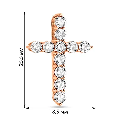 Хрестик з червоного золота з діамантами (арт. 3109608201)