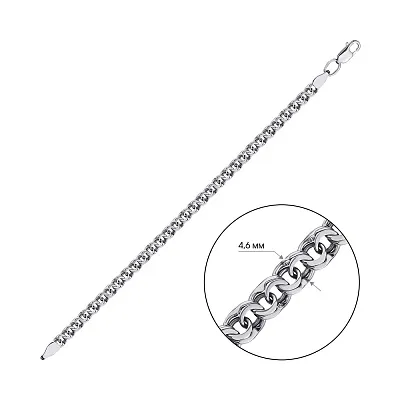 Срібний браслет плетіння Бісмарк подвійний (арт. 03120411ч)