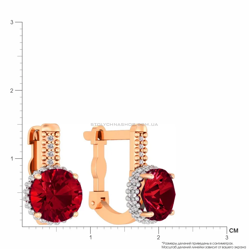 Сережки з червоного золота з кварцом і фіанітами (арт. 111100ПкГ)