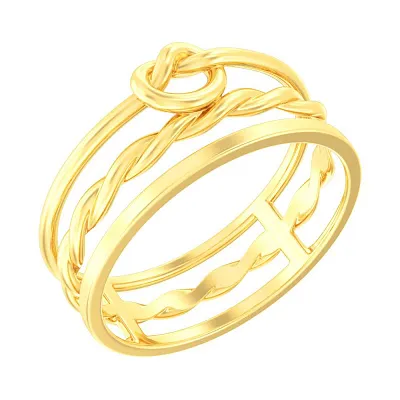 Тройное кольцо "Узелок" из желтого золота  (арт. 140965ж)
