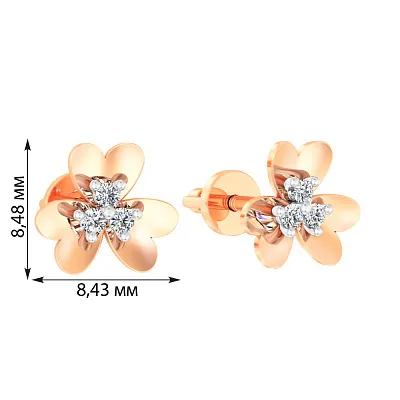 Золоті сережки пусети «Квіточки» з фіанітами (арт. 110574)