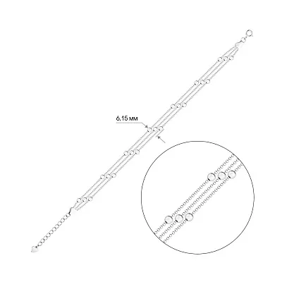 Многослойный браслет из серебра с шариками  (арт. 7509/3122)