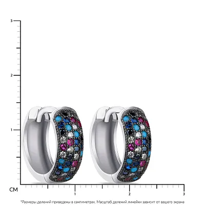 Срібні сережки-кільця з кольоровими альпінітами  (арт. 7502/3862а)