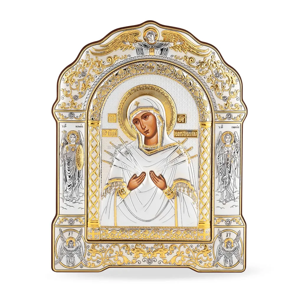 Срібна ікона Покрова Пресвятої Богородиці (167x228 мм) (арт. AR-4/018G/K) - цена