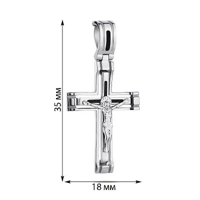 Крестик из серебра с распятием и эмалью (арт. 7504/2-1176.0.2)