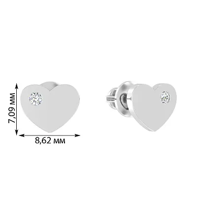 Золоті сережки пусети «Серденька» з фіанітом (арт. 110550б)