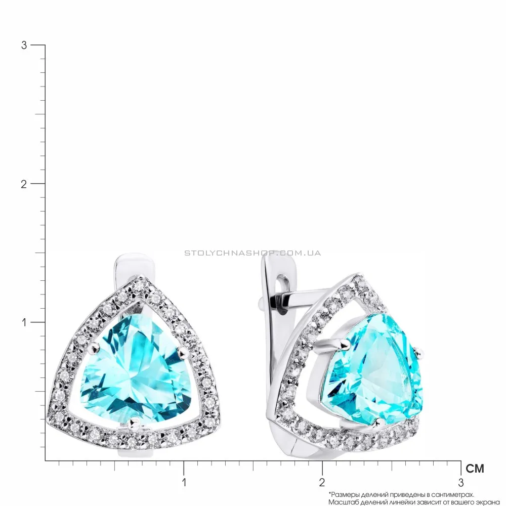 Срібні сережки «Трикутники» з блакитними фіанітами (арт. 7502/3665цг)