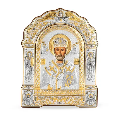 Икона из серебра Николай Чудотворец (167X228 мм) (арт. AR-4/003G/K)