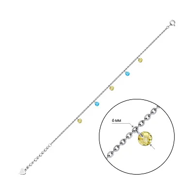 Срібний браслет з підвісками та альпінітами (арт. 7509/2774агж)