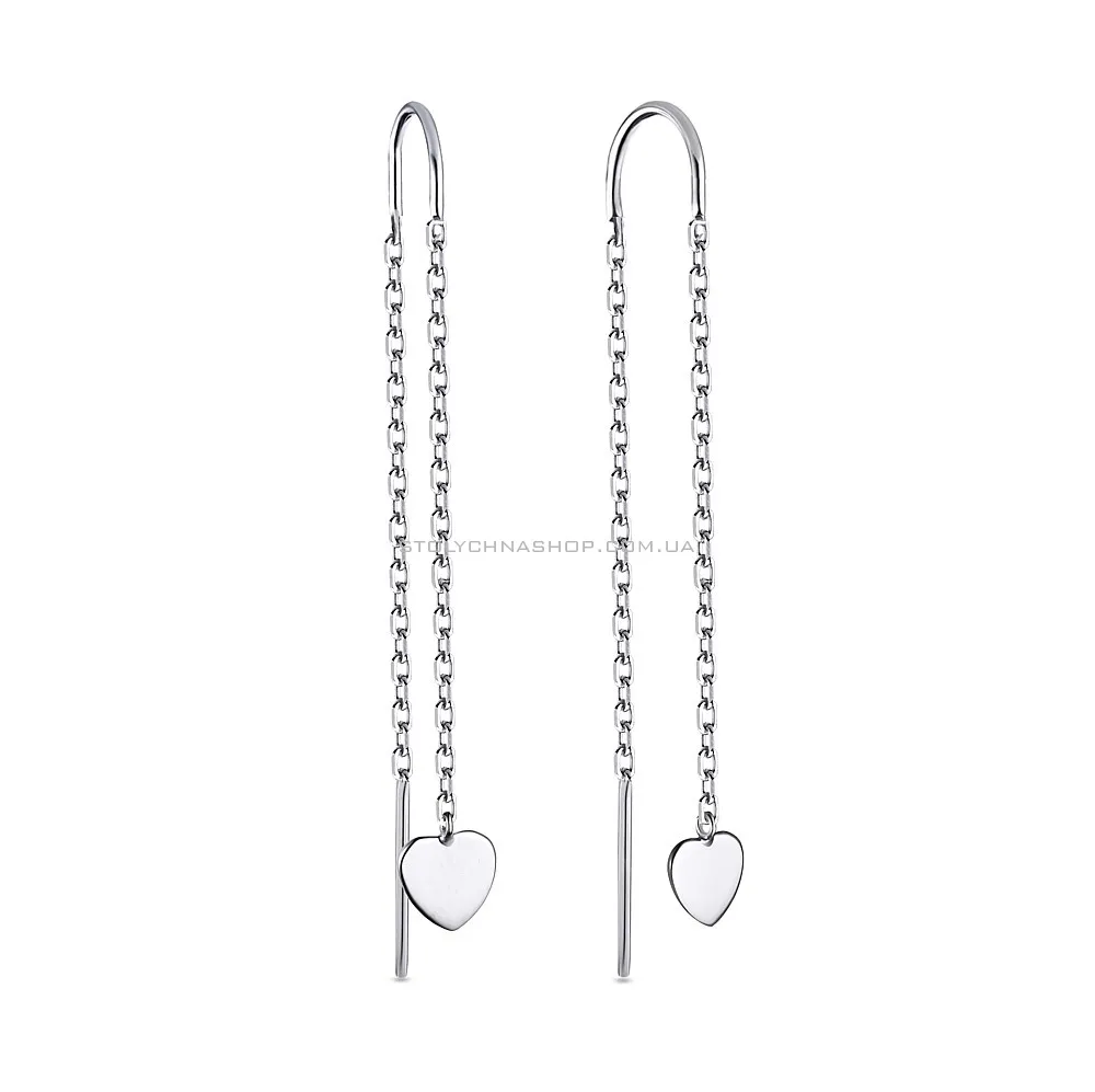 Срібні сережки протяжки з сердечками (арт. 7502/3384)