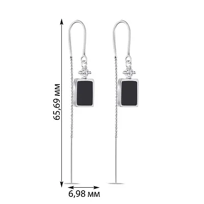Сережки протяжки зі срібла з емаллю (арт. 7502/4318еч)