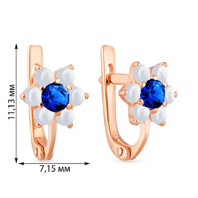 Дитячі золоті сережки «Квіточки» з фіанітами (арт. 110154сд)
