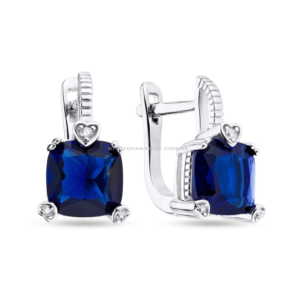 Сережки зі срібла з синіми фіанітами (арт. 7502/3611цс) - цена