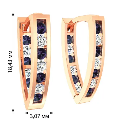 Золоті дитячі сережки з фіолетовими фіанітами (арт. 110121ф)