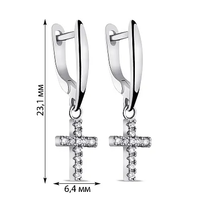 Срібні сережки-підвіски з фіанітами (арт. 7502/9340)