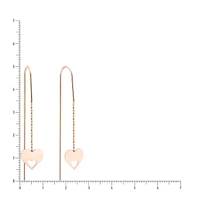 Золотые серьги протяжки «Сердечки» (арт. 106206)