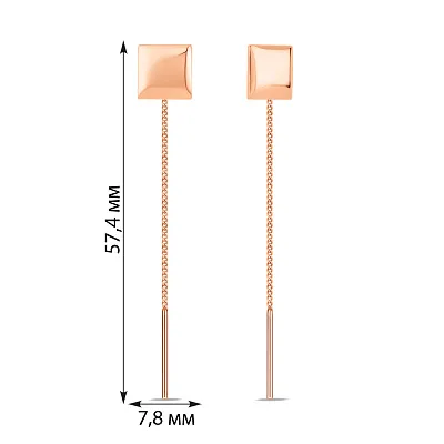 Золотые серьги-протяжки без камней (арт. 109355)