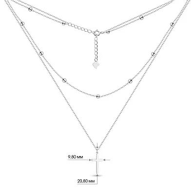 Многослойное серебряное колье с крестиком  (арт. 7507/1387)
