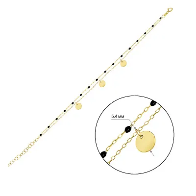 Браслет з жовтого золота «Монети» з емаллю (арт. 324874жечП3)