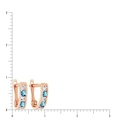 Детские золотые серьги с голубыми фианитами (арт. 110144г)