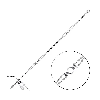 Браслет из серебра с подвесками и с ониксом (арт. 7509/3099о)
