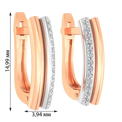 Золотые серьги с дорожкой из фианитов (арт. 111017)
