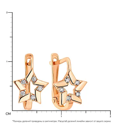 Сережки для детей из красного золота с фианитами (арт. 108085)