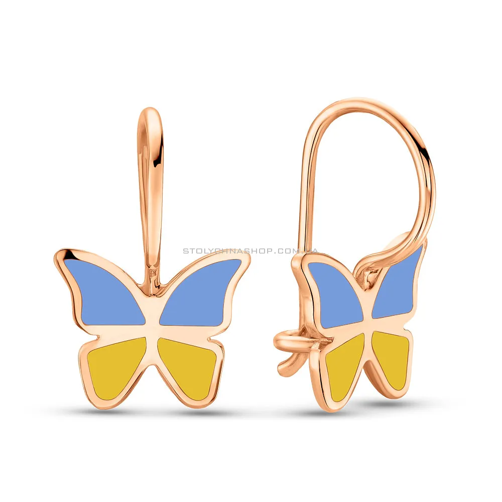 Золоті сережки з емаллю Метелики  (арт. 2109533101) - цена