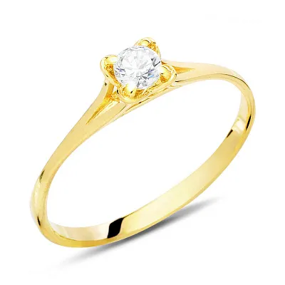 Золотое помолвочное кольцо с фианитом (арт. 140658ж)