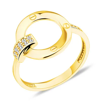 Золотое кольцо в желтом цвете металла с фианитами (арт. 154565ж)