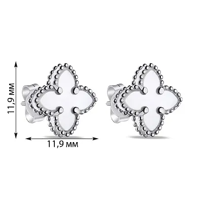 Срібні сережки-пусети Конюшина з перламутром (арт. 7518/6649/10п)