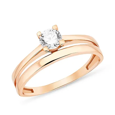 Золотое кольцо для помолвки с фианитом (арт. 155043)