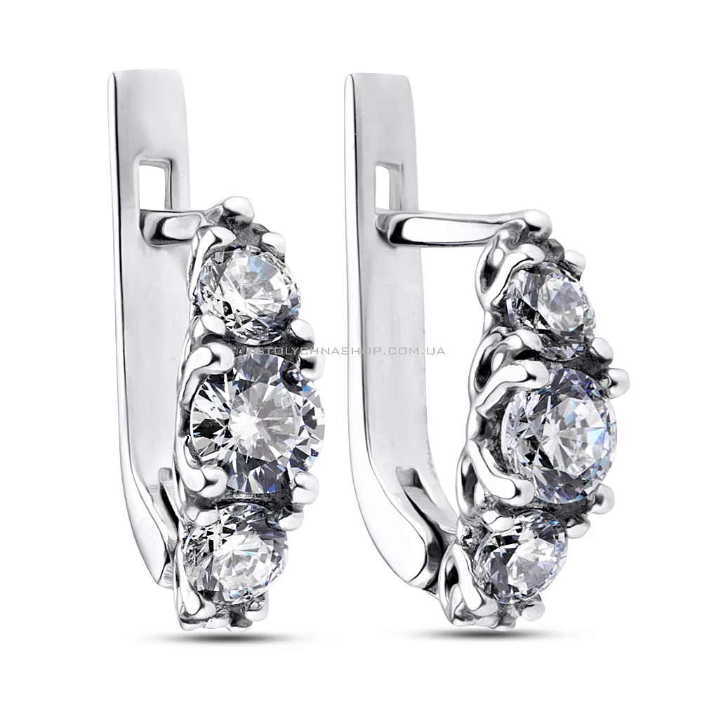 Срібні сережки з фіанітами (арт. 7502/2204р) - цена