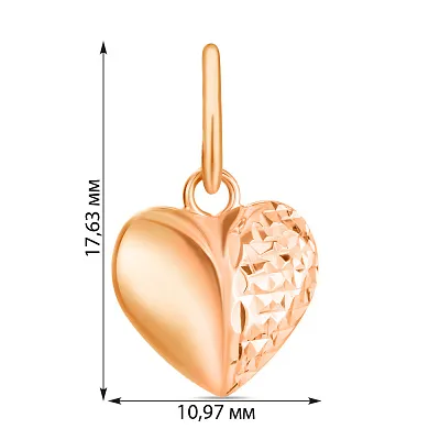 Підвіска «Серце» з червоного золота з алмазною гранню (арт. 424106)