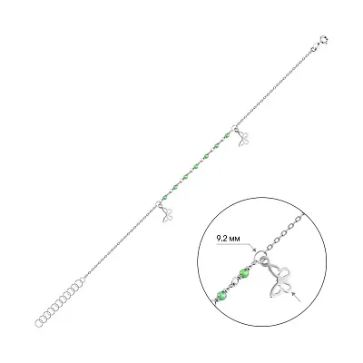 Золотой браслет на ногу Бабочки с фианитами (арт. 325665бзн)
