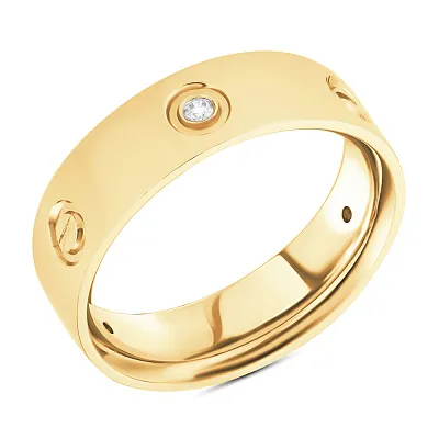 Золотое кольцо в желтом цвете металла с фианитом  (арт. 154206ж)