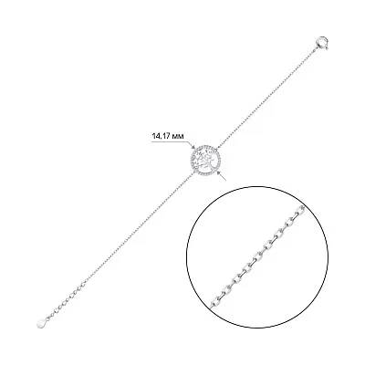 Браслет серебряный &quot;Дерево жизни&quot; с фианитами (арт. 7509/3071/15)