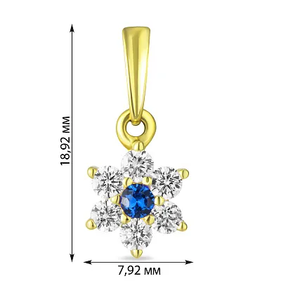 Підвіска з жовтого золота «Квітка» з фіанітами (арт. 440305жс)