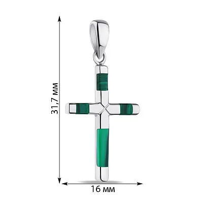 Хрестик зі срібла із зеленою емаллю (арт. 7503/3857ез)