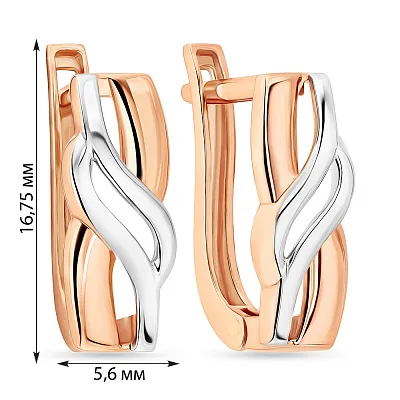 Сережки з червоного та білого золота (арт. 106062кб)