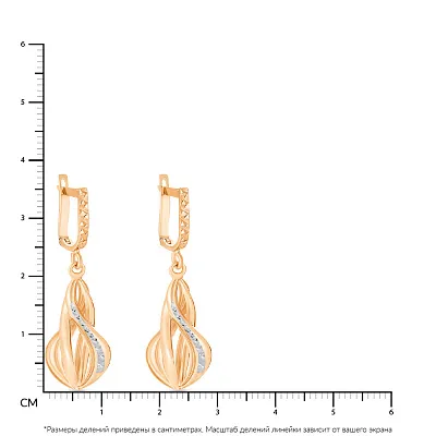 Золотые сережки-подвески с алмазной гранью (арт. 103467р)
