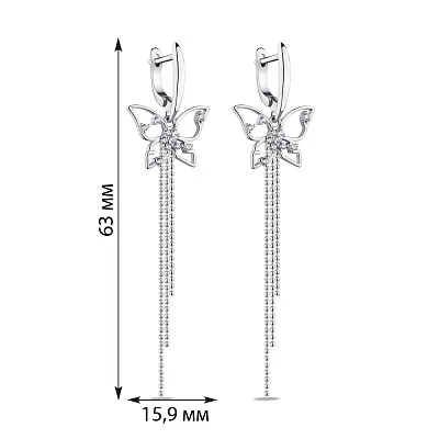 Срібні сережки Метелики з фіанітами (арт. 7502/9021)