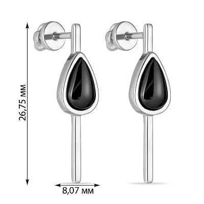 Срібні сережки з вставкою з кераміки (арт. 7518/2619ч087)